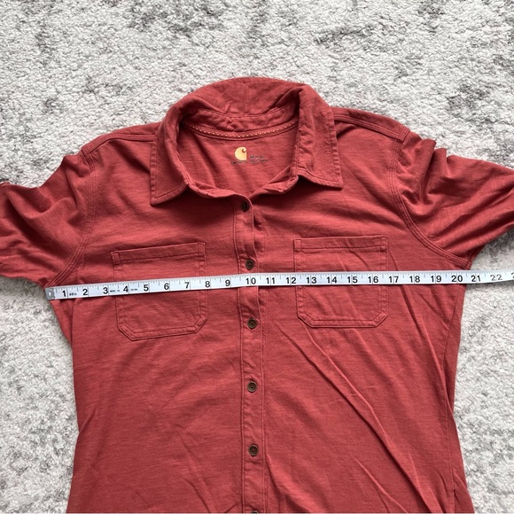 Carhartt Women’s Button Down Shirt Rust Red Outdoor Casual Cotton Soft Medium - Picture 6 of 10